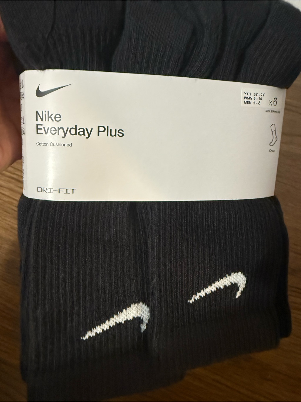 Nike Black Crew Socks With White Swoosh - 6 Pack